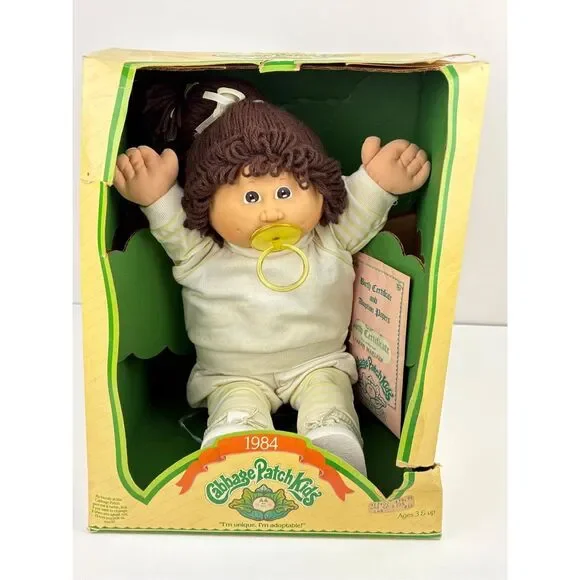 1984 Cabbage Patch Kids #3900 Girl Doll Brown Eyes Zarah Marleen w/ Box - Picture 1 of 11